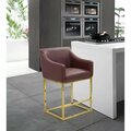 Fixturesfirst Cordele Counter Stool Chair with PU Leather Upholstered Modern Contemporary Wine FI2838153